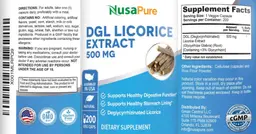 Label for DGL Licorice Extract 500 mg