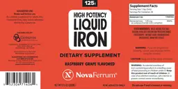 Label for High Potency Liquid Iron 125 mg Raspberry Grape Flavored