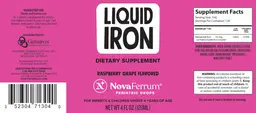 Label for Liquid Iron Raspberry Grape Flavored