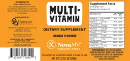 Label for Multi-Vitamin Orange Flavored