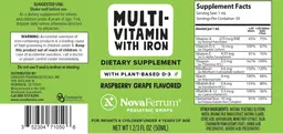 Label for Multi-Vitamin with Iron Raspberry Grape Flavored