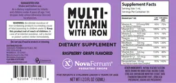 Label for Multivitamin with Iron Raspberry Grape Flavored