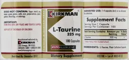 Label for L-Taurine 325 mg
