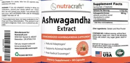 Label for Ashwagandha Extract 900 mg