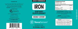 Label for Iron Adult Chewables Orange Flavored