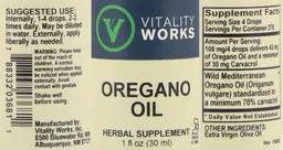 Label for Oregano Oil