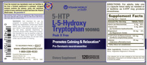 5-HTP L-5-Hydroxy Tryptophan 100 mg