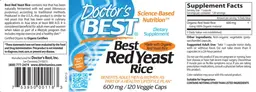 Label for Best Red Yeast Rice 600 mg