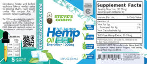Full Spectrum Hemp Oil Silver Mint 1000 