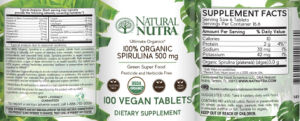 100% Organic Spirulina 500 mg