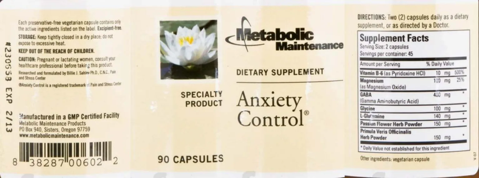 Label for Anxiety Control