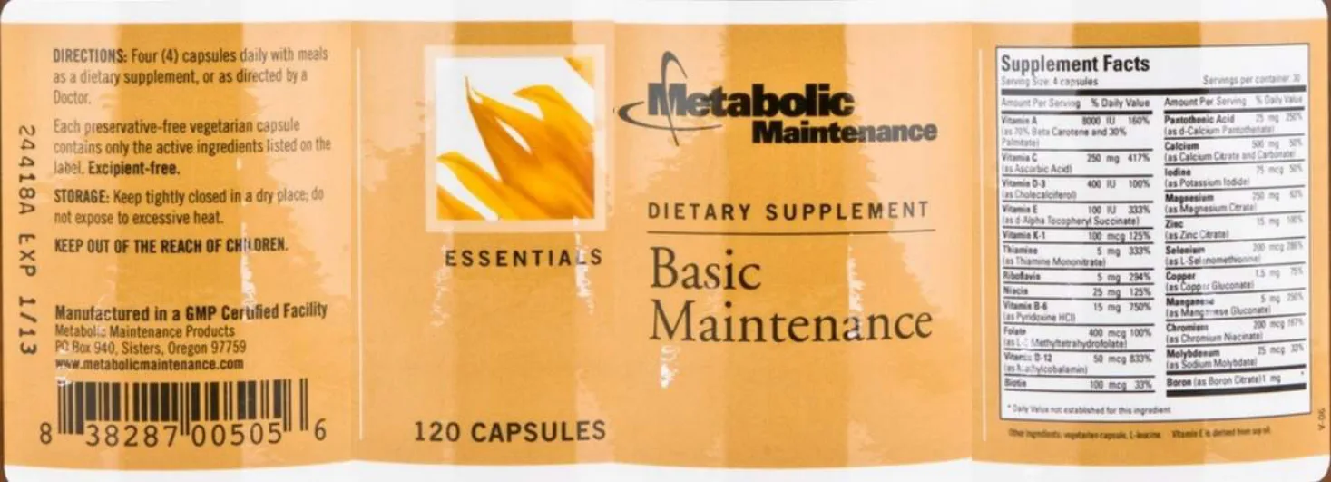 Label for Basic Maintenance