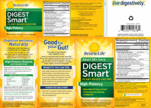 Label for Digest Smart Plant Based Enzyme Adult 50+ Care