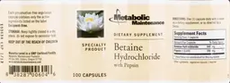 Label for Betaine Hydrochloride With Pepsin