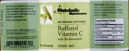 Label for Buffered Vitamin C 1000 mg