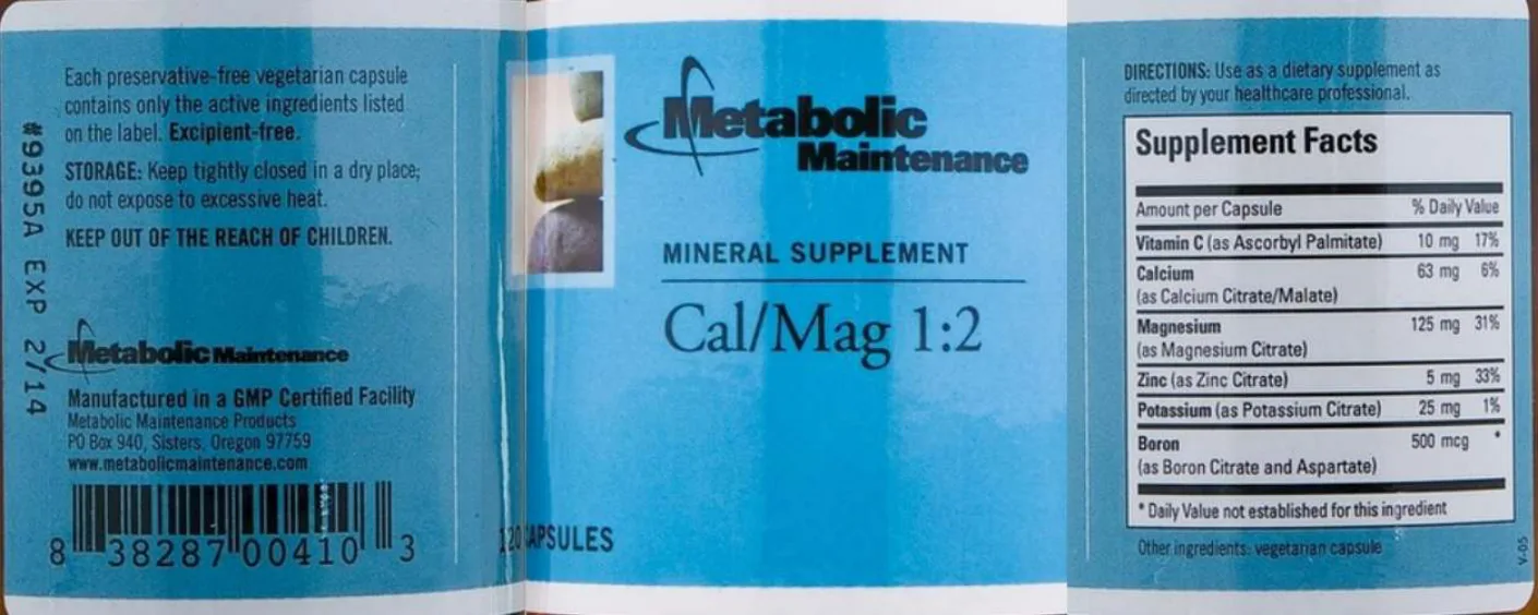 Label for Cal/Mag 1:2