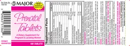 Label for Prenatal Tablets