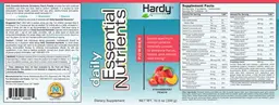 Label for Daily Essential Nutrients Powder Strawberry Peach