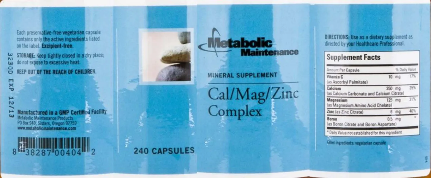 Label for Cal/Mag/Zinc Complex