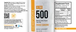 Label for 500 Broad Spectrum CBD Oil Orange Sunshine