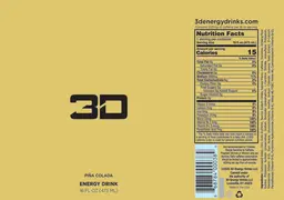 Label for 3D Energy Drink Pina Colada