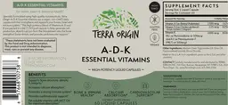 Label for A-D-K Essential Vitamins
