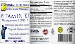 Label for Vitamin K2