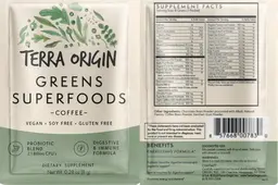 Label for Greens Superfoods Coffee