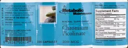 Label for Chromium Picolinate