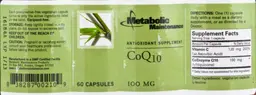Label for CoQ10 100 mg
