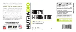 Label for Acetyl L-Carnitine 500 mg