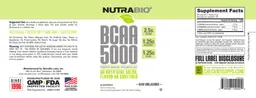 Label for BCAA 5000 Raw Unflavored