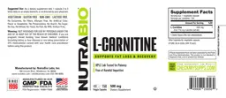 Label for L-Carnitine 500 mg