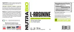 Label for L-Arginine 750 mg