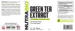 Label for Green Tea Extract 500 mg