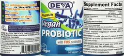 Label for Vegan Probiotic with FOS Prebiotics