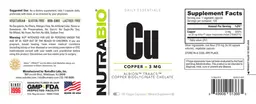Label for CU Copper 3 mg