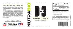 Label for Vitamin D3 2000 IU