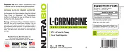 Label for L-Carnosine 500 mg