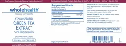 Label for Standardized Green Tea Extract 500 mg