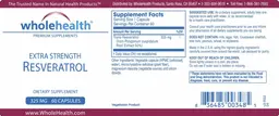 Label for Extra Strength Resveratrol 325 mg