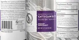 Label for Nanoemulsified Cat's Claw Elite
