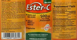 Label for Ester-C 500 mg with Citrus Bioflavonoids