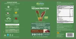 Label for 100% Vegan Protein Chocolate Flavor