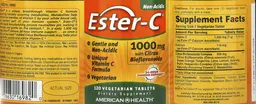 Label for Ester-C 1000 mg With Citrus Bioflavonoids