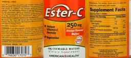 Label for Ester-C 250 mg Orange Flavored Wafers