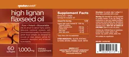 Label for High Lignan Flaxseed Oil 1,000 mg