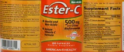Label for Ester-C 500 mg with Citrus Bioflavonoids