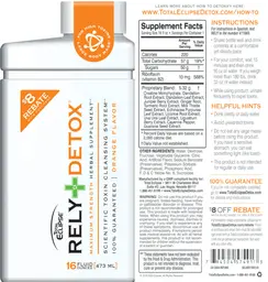 Label for Rely Detox Orange Flavor