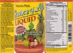 Label for Source of Life Liquid Natural Delicious Tropical Fruit Flavor